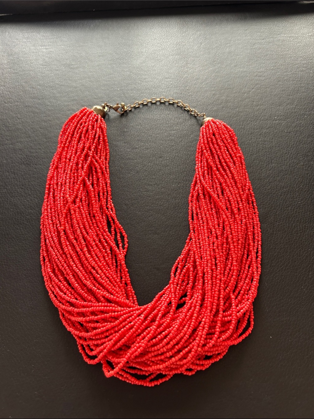 Red Multi-Strand Seed Bead Necklace - Women Jewelry